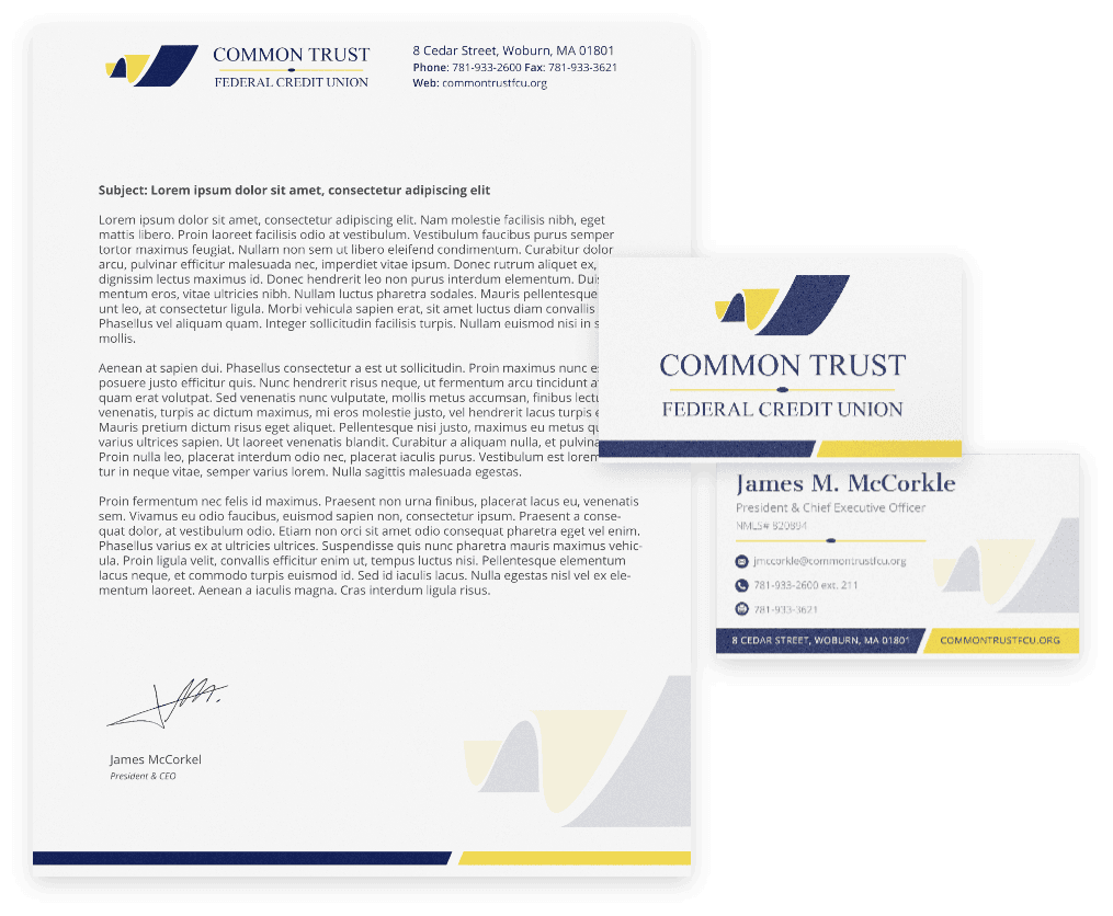 branded business cards and letterhead