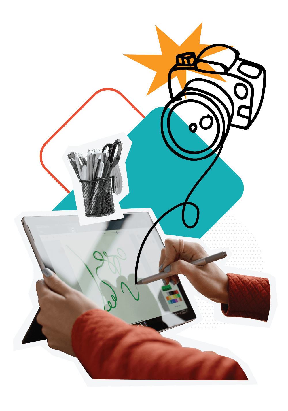 person designing on an ipad using stylus