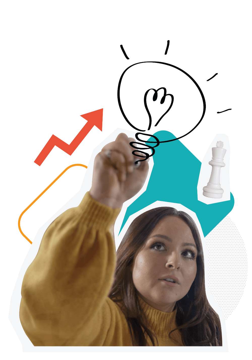 woman writing an idea on a whiteboard